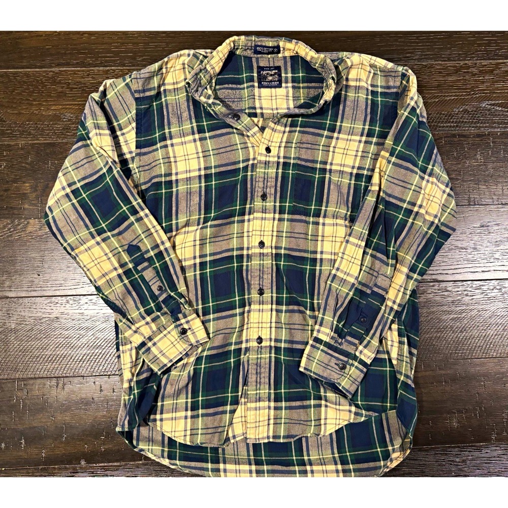Britches Great Outdoors Mens M Cotton Plaid Flannel Shirt Long Sleeve